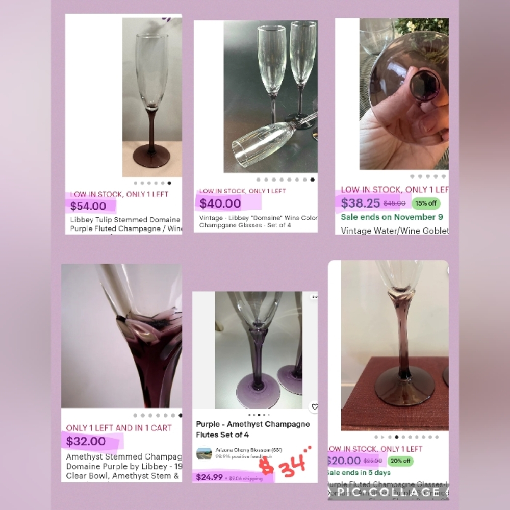 Pair of Domaine Amethyst Stemmed Champagne Flutes - Picture 9 of 9